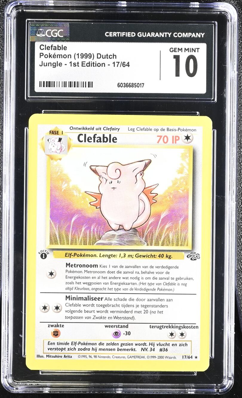 CGC 10 GEM MINT Clefable 1st Edition 17/64 Pokemon Dutch Jungle (PSA/BGS) Pop 1